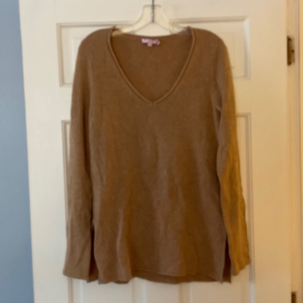 Calypso St. Barth Cashmere Sweater Tan Brown M Neutral Quiet Luxury Old Money